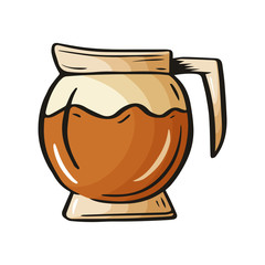 Coffee element, hand drawn sketch of drink for cafe menu, restaurant posters, banners or postcards