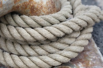 Mooring rope tied on a bitts