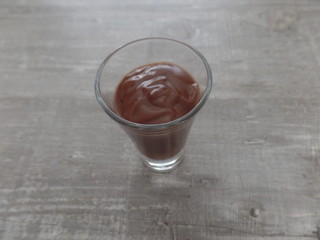Chocolate mascarpone mousse served in a glass 