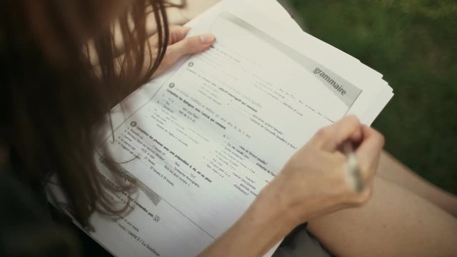 Girl doing french lessons