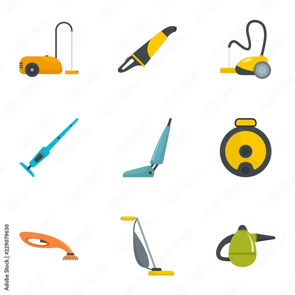 Poster carpet sweeper icon set. flat set of 9 carpet sweeper vector icons for web design