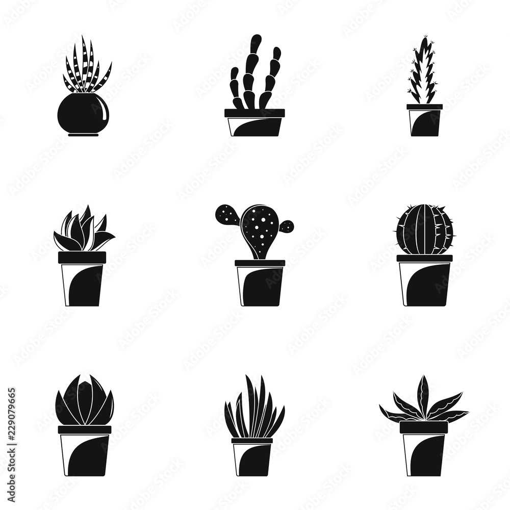 Poster home cacti icon set. simple set of 9 home cacti vector icons for web design on white background
