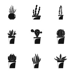 Home cacti icon set. Simple set of 9 home cacti vector icons for web design on white background