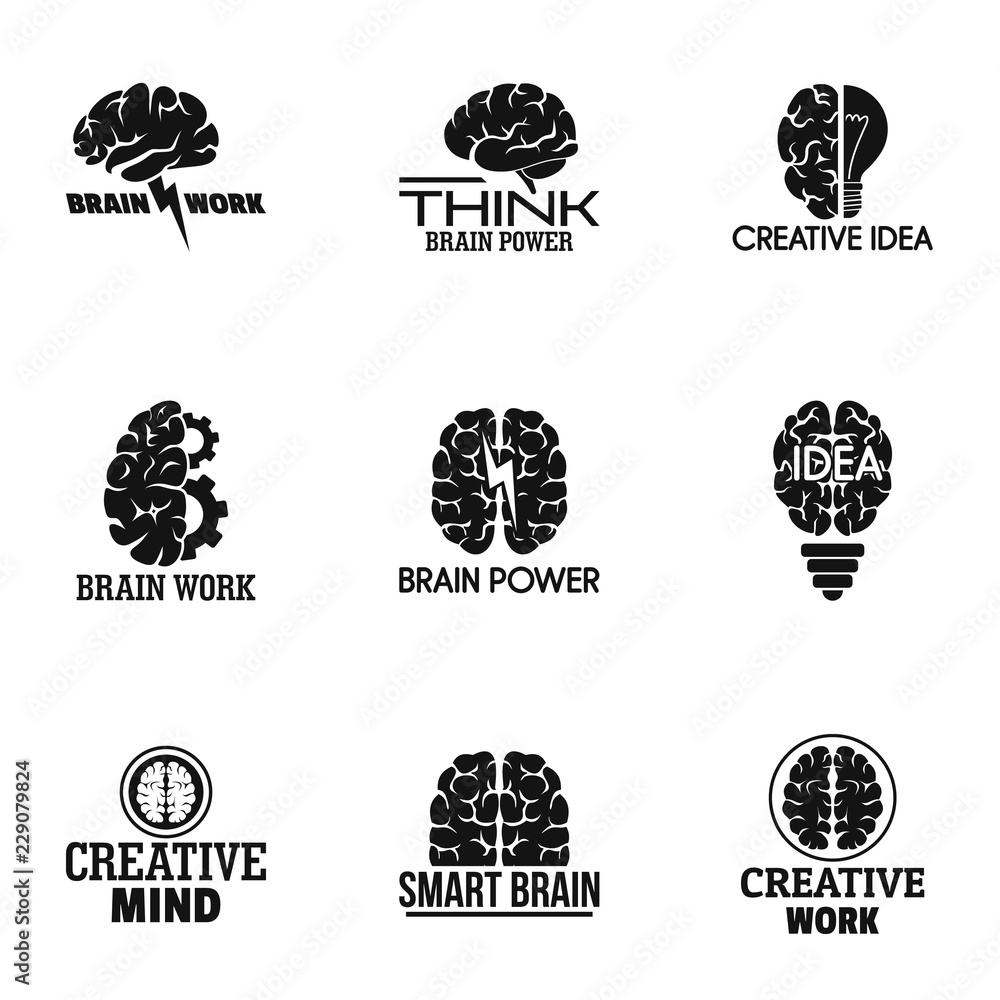Aufkleber smart brain logo set. simple set of 9 smart brain vector logo for web design on white background