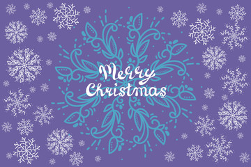 Christmas background with snowflakes and place for text. Winter white, blue snowflakes minimal decoration on white, greeting card. merry christmas. vector