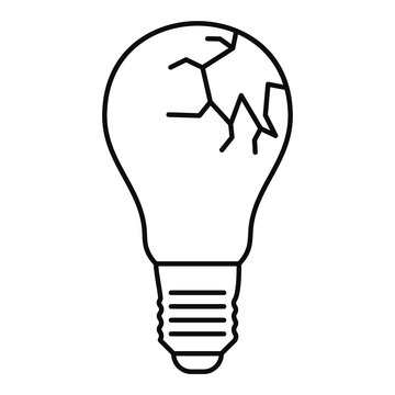 Broken bulb icon. Outline illustration of broken bulb vector icon for web design isolated on white background