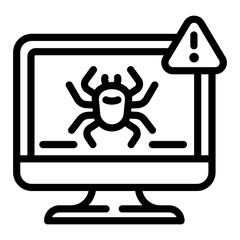 Computer virus detection icon. Outline computer virus detection vector icon for web design isolated on white background