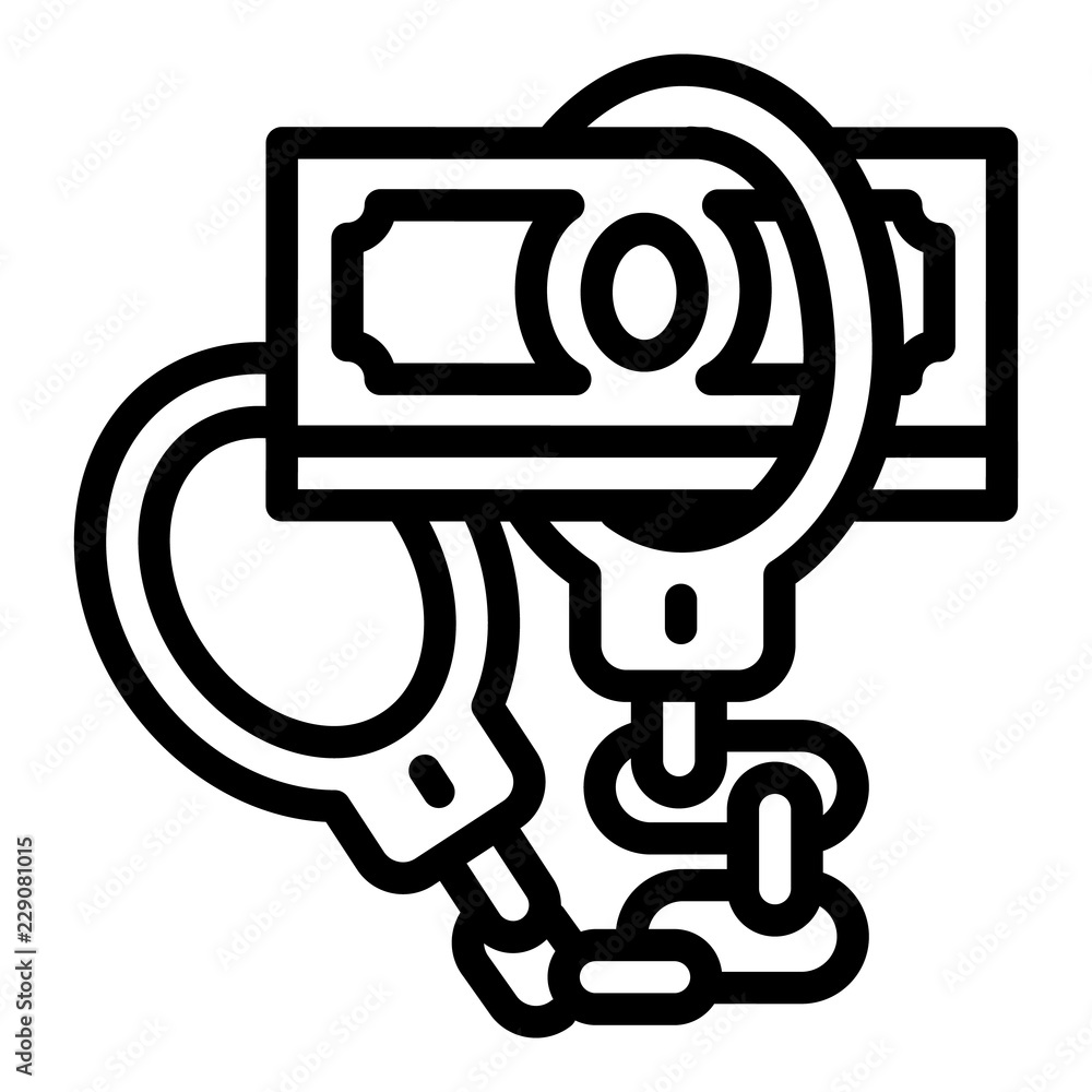 Poster handcuffs bribery icon. outline handcuffs bribery vector icon for web design isolated on white backg