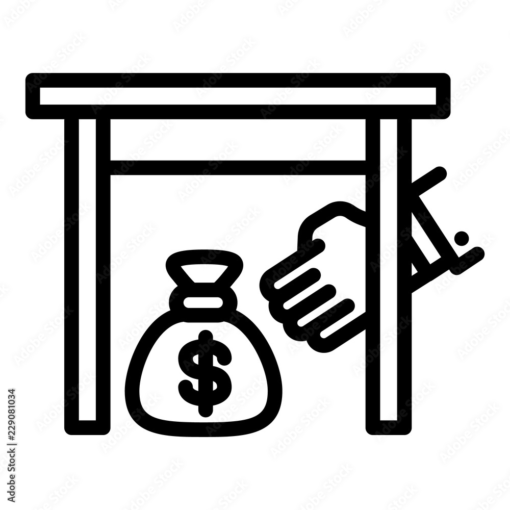 Poster under table money bag icon. outline under table money bag vector icon for web design isolated on whi