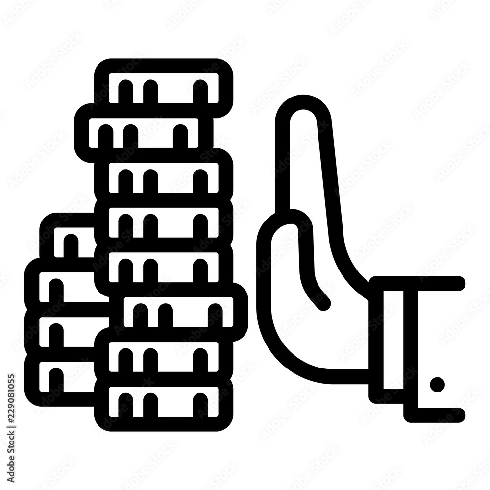 Poster reject money bribery icon. outline reject money bribery vector icon for web design isolated on white