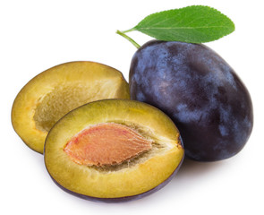 Fresh plum on white background