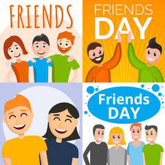 Friends day banner set. Cartoon illustration of friends day vector banner set for web design