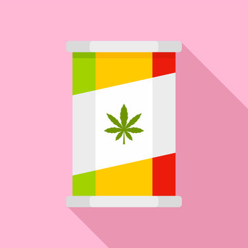 Marijuana tin can icon. Flat illustration of marijuana tin can vector icon for web design