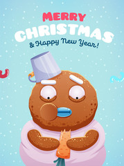 Merry Christmas greeting cards retro design. Vector