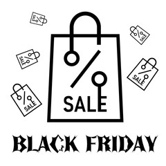 Black friday sale fir shopping paper bag pack