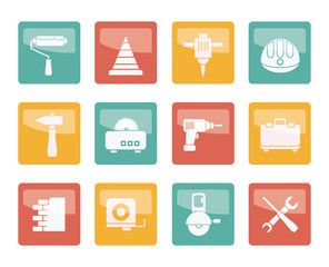 Building and Construction Tools icons over colored background - Vector Icon Set