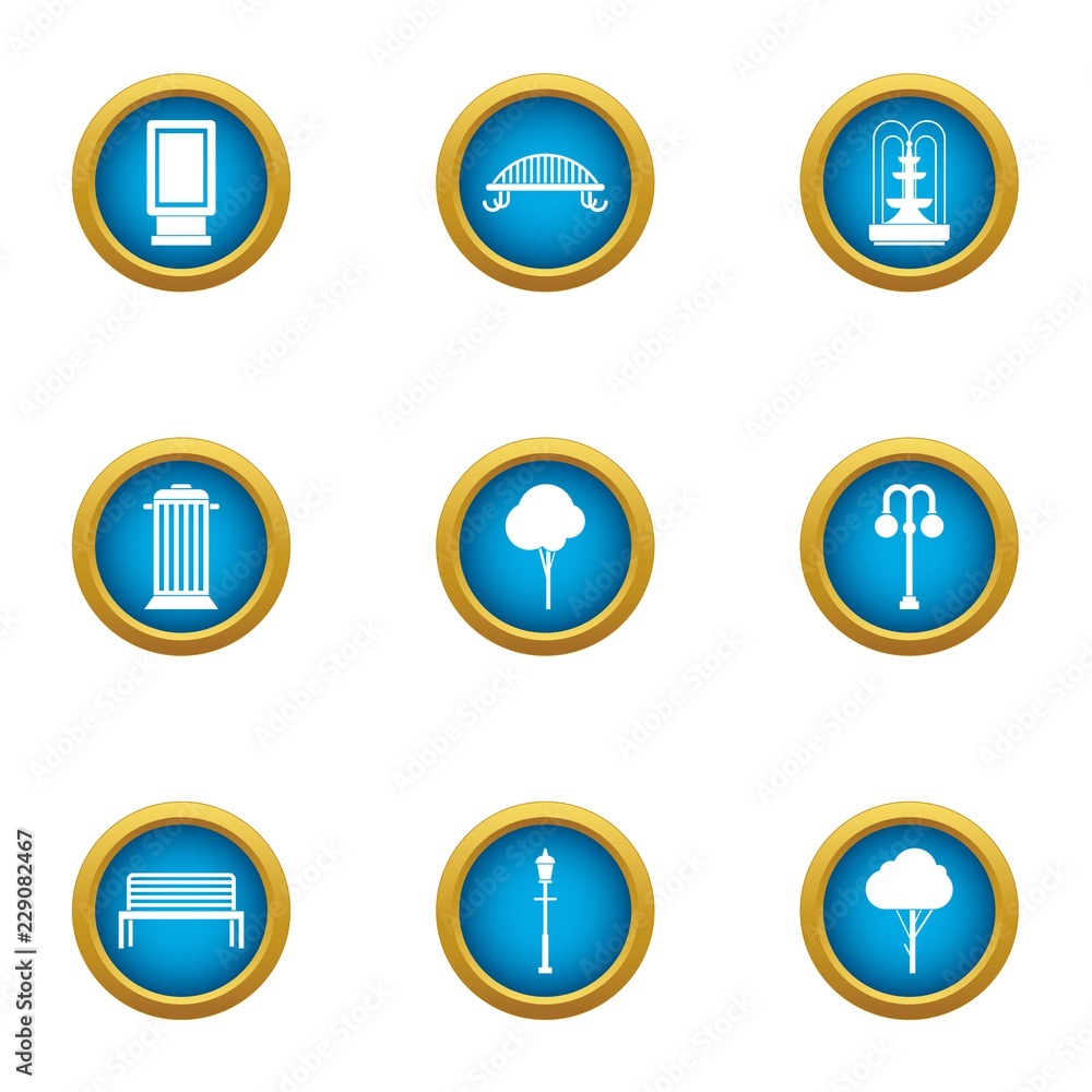Poster public horticultural icons set. flat set of 9 public horticultural vector icons for web isolated on 