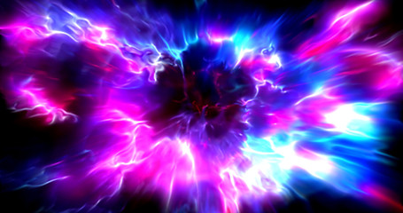 Сolorful abstract  radiant flash. Explosion hyper acceleration race for speed in futuristic outer space.