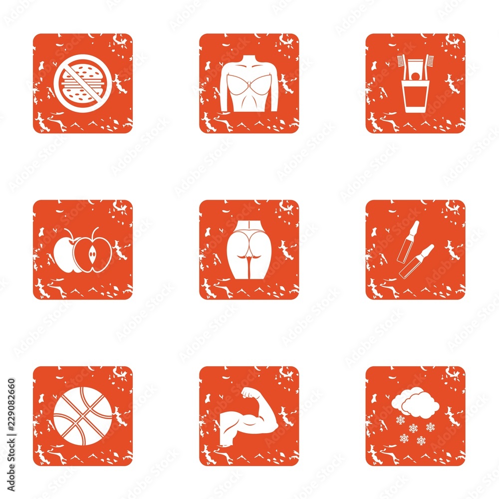 Poster committed icons set. grunge set of 9 committed vector icons for web isolated on white background