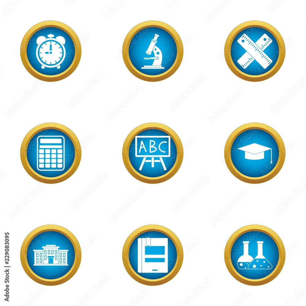 Poster pupillary icons set. flat set of 9 pupillary vector icons for web isolated on white background