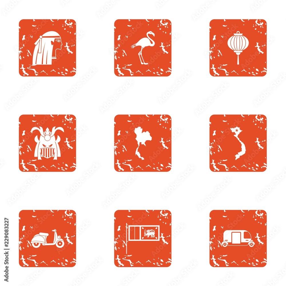 Poster Respite icons set. Grunge set of 9 respite vector icons for web isolated on white background
