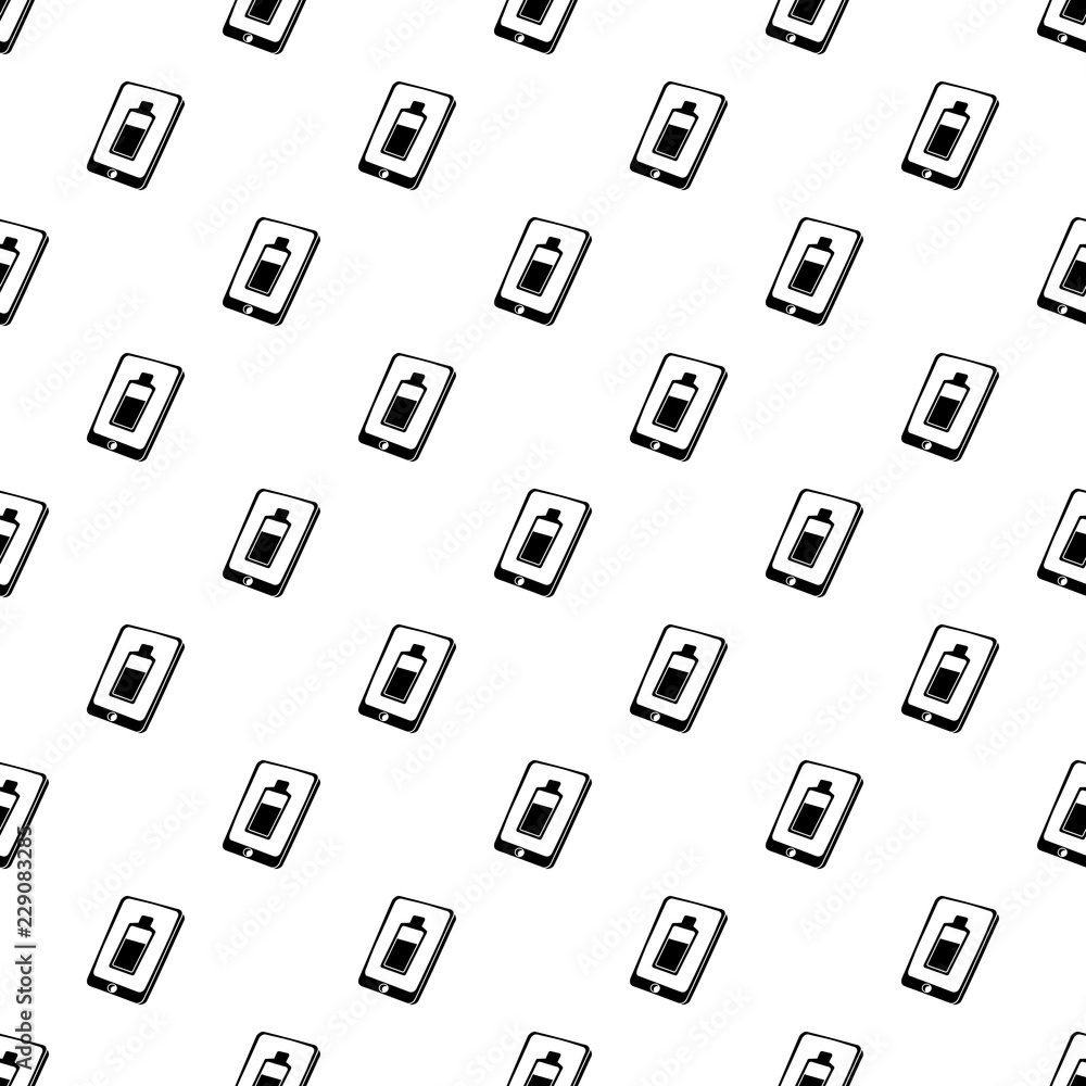 Poster battery charging smartphone pattern vector seamless repeating for any web design