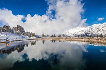 Lake on the top of Penkenbahn in Mayrhofen city, Austria
