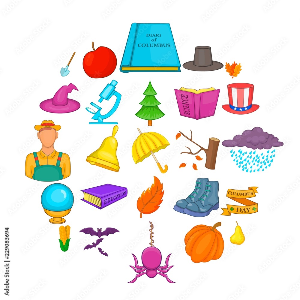 Poster autumn weahter icons set. cartoon set of 25 autumn weahter vector icons for web isolated on white ba