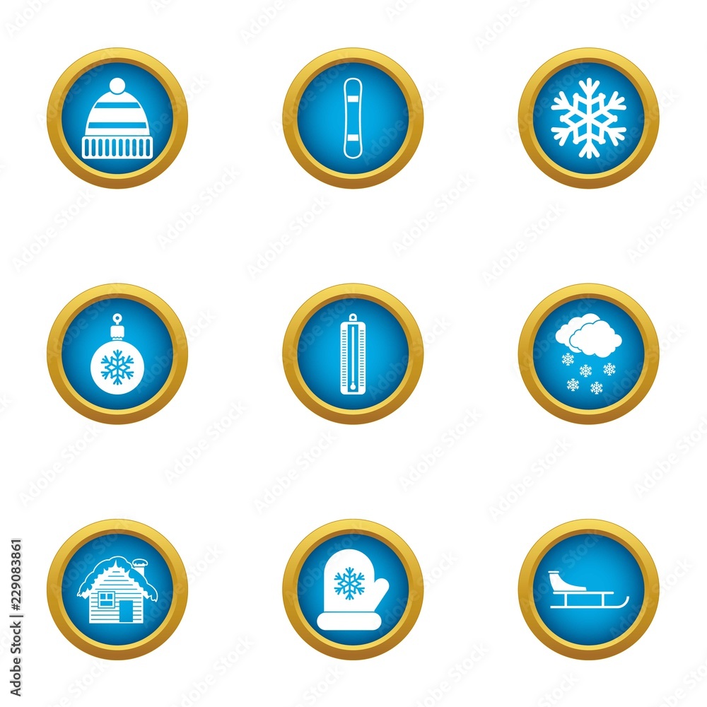Poster spend the winter icons set. flat set of 9 spend the winter vector icons for web isolated on white ba