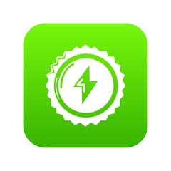 Energy drink bottle cap icon green vector isolated on white background