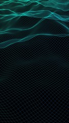 Abstract landscape background. Cyberspace grid. Hi-tech network. 3D illustration