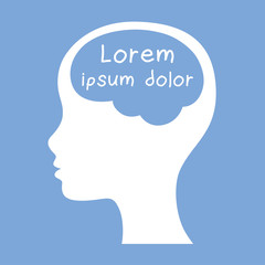 Woman head with copy space for text in brain silhouette icon