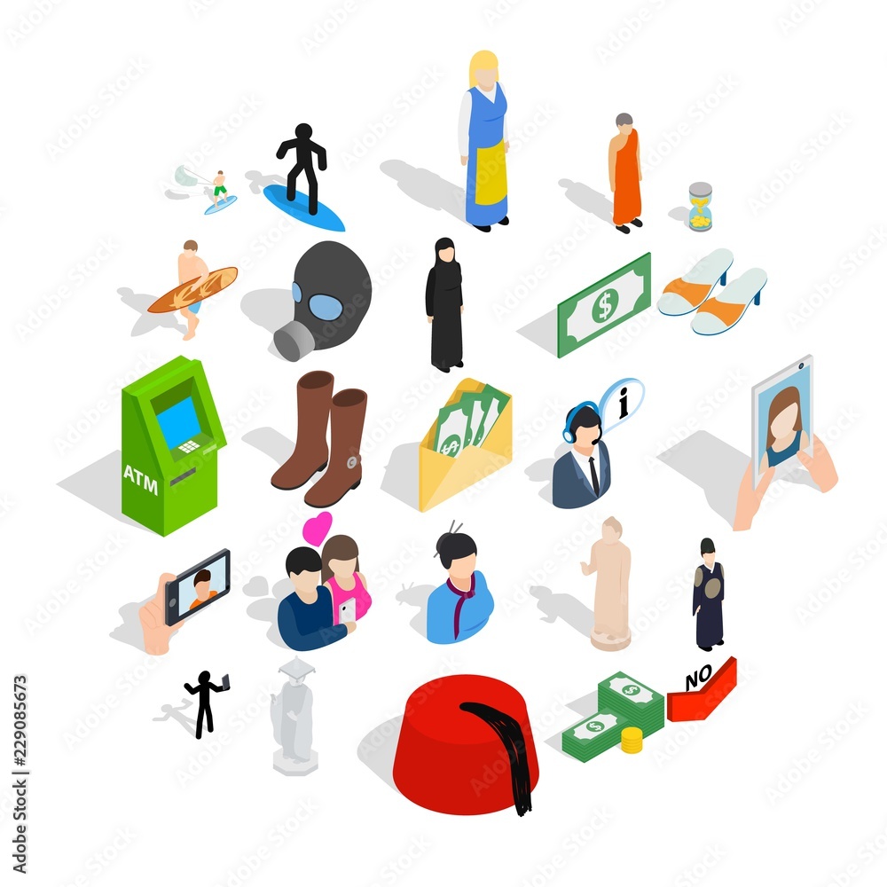 Poster individual icons set. isometric set of 25 individual vector icons for web isolated on white backgrou