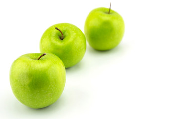 Ripe green apple isolated on white background