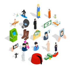 Individual icons set. Isometric set of 25 individual vector icons for web isolated on white background