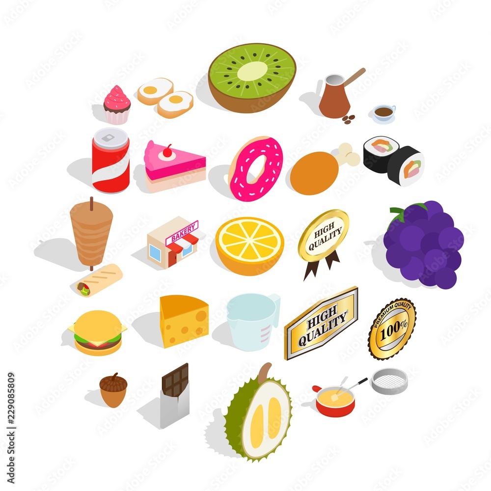 Poster useful substance icons set. isometric set of 25 useful substance vector icons for web isolated on wh