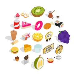 Useful substance icons set. Isometric set of 25 useful substance vector icons for web isolated on white background