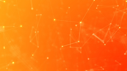 Abstract Orange Plexus Lines and Nodes High Tech Background