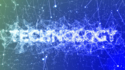 Technology in Blue - Illustrated Buzzword Concept, Plexus Network Connections