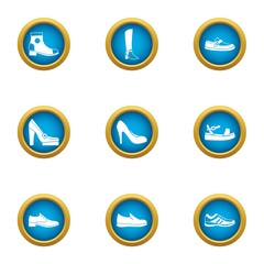 Horseshoe icons set. Flat set of 9 horseshoe vector icons for web isolated on white background