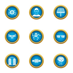 Energy game icons set. Flat set of 9 energy game vector icons for web isolated on white background