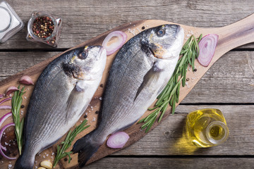 Raw dorado fish and ingridient for cooking