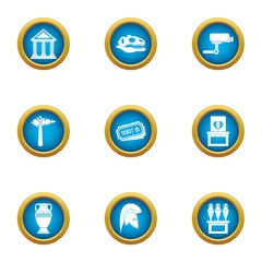 Fototapeta premium Antique ticket icons set. Flat set of 9 antique ticket vector icons for web isolated on white background