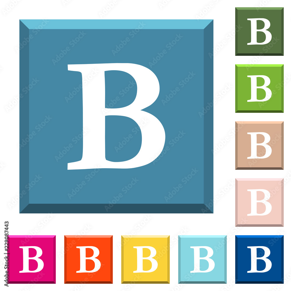 Poster bold font type white icons on edged square buttons