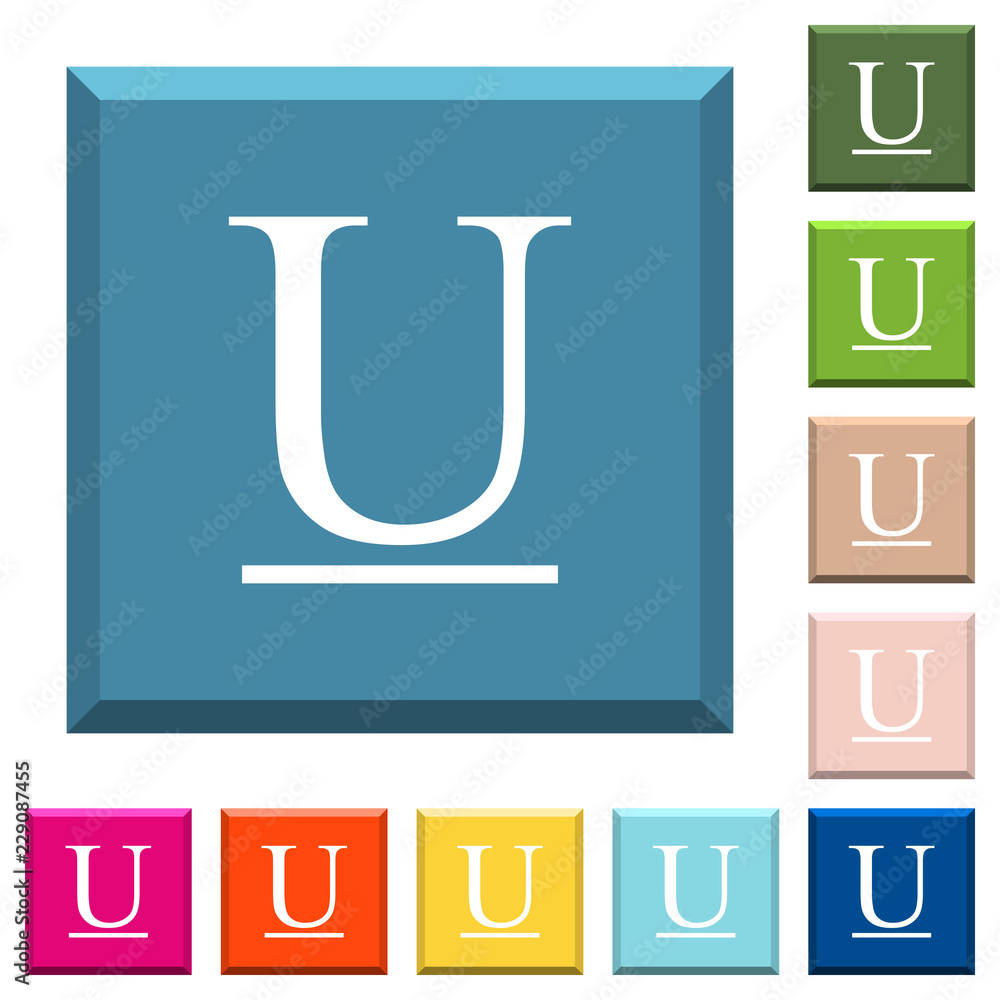 Poster underlined font type white icons on edged square buttons