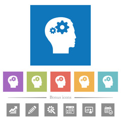 User settings flat white icons in square backgrounds