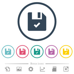 File ok flat color icons in round outlines