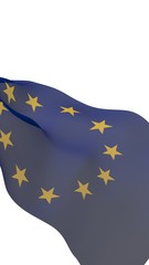 Slightly waving flag of the European Union isolated on white background, 3D rendering. Symbol of Europe. 3D illustration