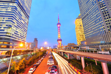 Fototapeta premium the night view of the lujiazui financial centre in shanghai china.