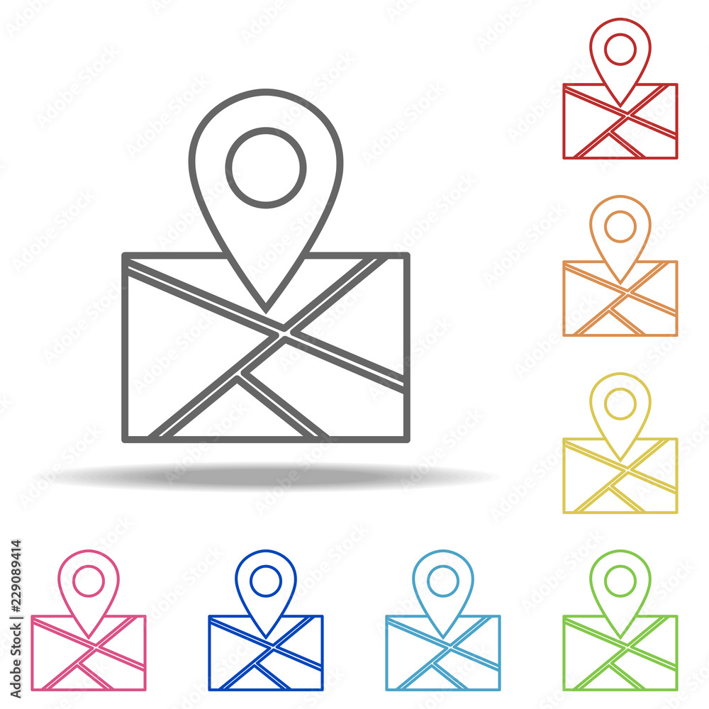Poster map icon. elements of global logistics in multi color style icons. simple icon for websites, web des